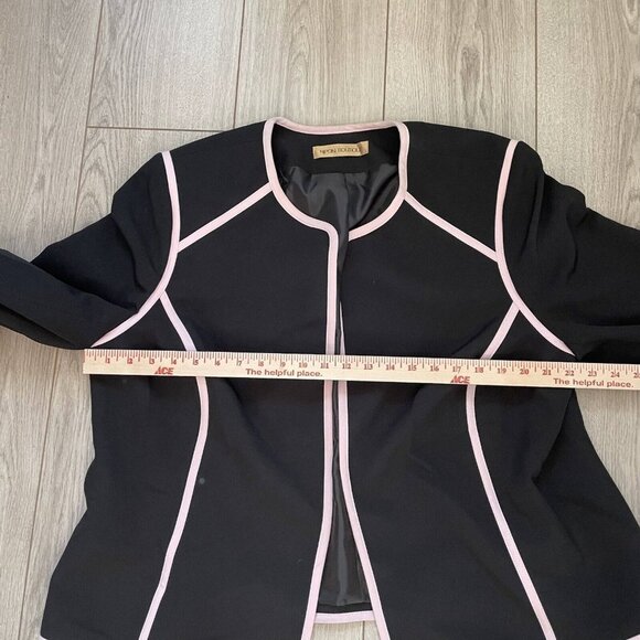 Nipon Boutique Women's Black Long Sleeve Open Front Collarless Blazer Top - Picture 4 of 6